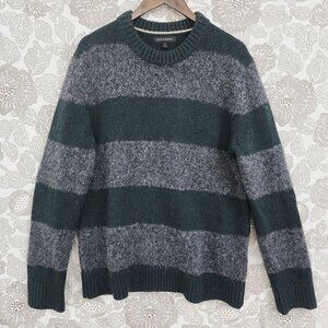 Banana Republic Gray and Green Striped Crewneck Sweater